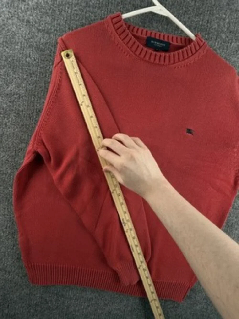 Burberry London Sweater Red Logo Mens Crew Neck Pullover 6 Long Sleeve Solid